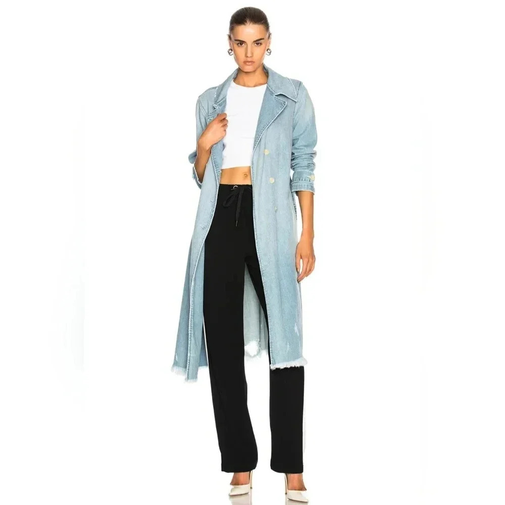 *EUC* FRAME Le Denim Trench Coat, Daphne Sz Medium - Picture 2 of 11